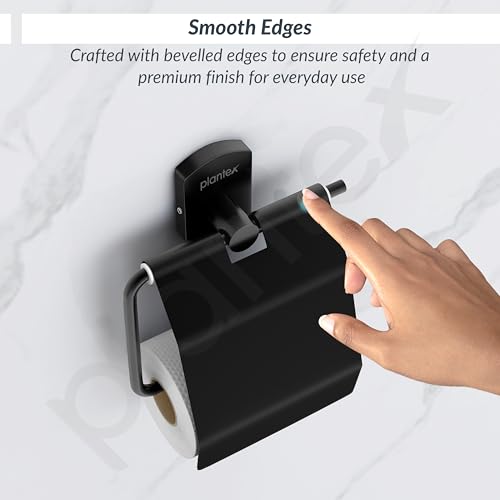Image of Plantex 304 Grade Stainless Steel Toilet Paper Holder for Washroom /Tissue Paper Roll Holder /Bathroom Accessories - Parv (Black)