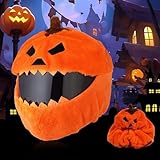 VCOROS Halloween Pumpkin Motorcycle Helmet Cover, Fluffy Full Face Helmet Cover Decoration for Fun Rides