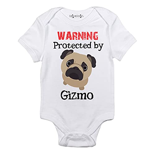 Warning Protected by Pug baby clothes Personalized dog Baby Outfit