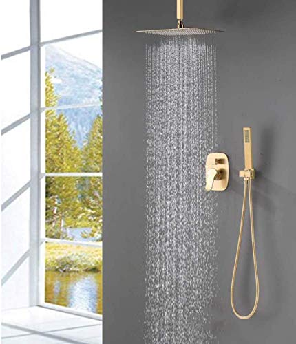 Ensemble douche de luxe or brossé 12 pouces avec plafonnier et douchette paye classique - 6