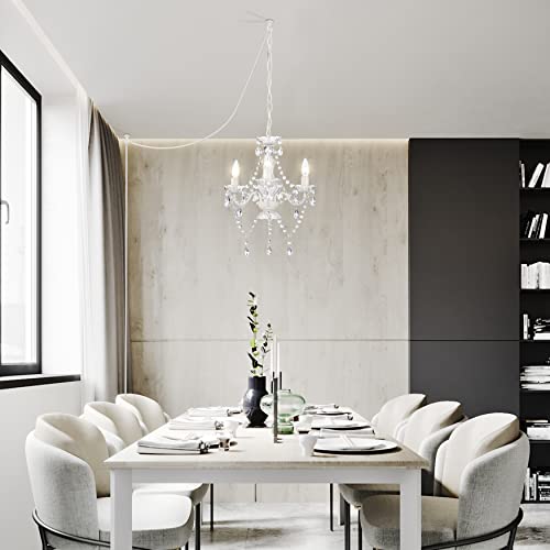 Antique House White Chandelier Plug in Chandelier Crystals Chandeliers 3 Light Small Chandelier for Girls Room - Image 5