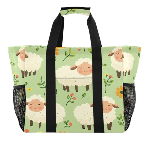 Happy Sheep Reusable Grocery Bags Large Tote Bag Waterproof Canvas Organizer for Beach Picnic Laundry Travel