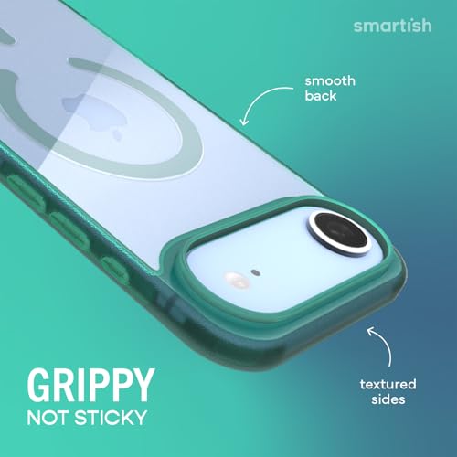 Image of Smartish iPhone Air MagSafe Clear Case - Gripmunk Magnetic Slim Case [Lightweight + Protective] Anti-Yellowing Thin Grip Clear Cover for Apple iPhone Air - Clearly Green