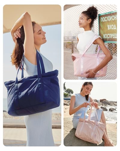Image of BAGSMART Tote Bag for Women, Tote Bag with Zipper Work Tote with Compartments Nurse Shoulder Hanbag for Travel, Gym