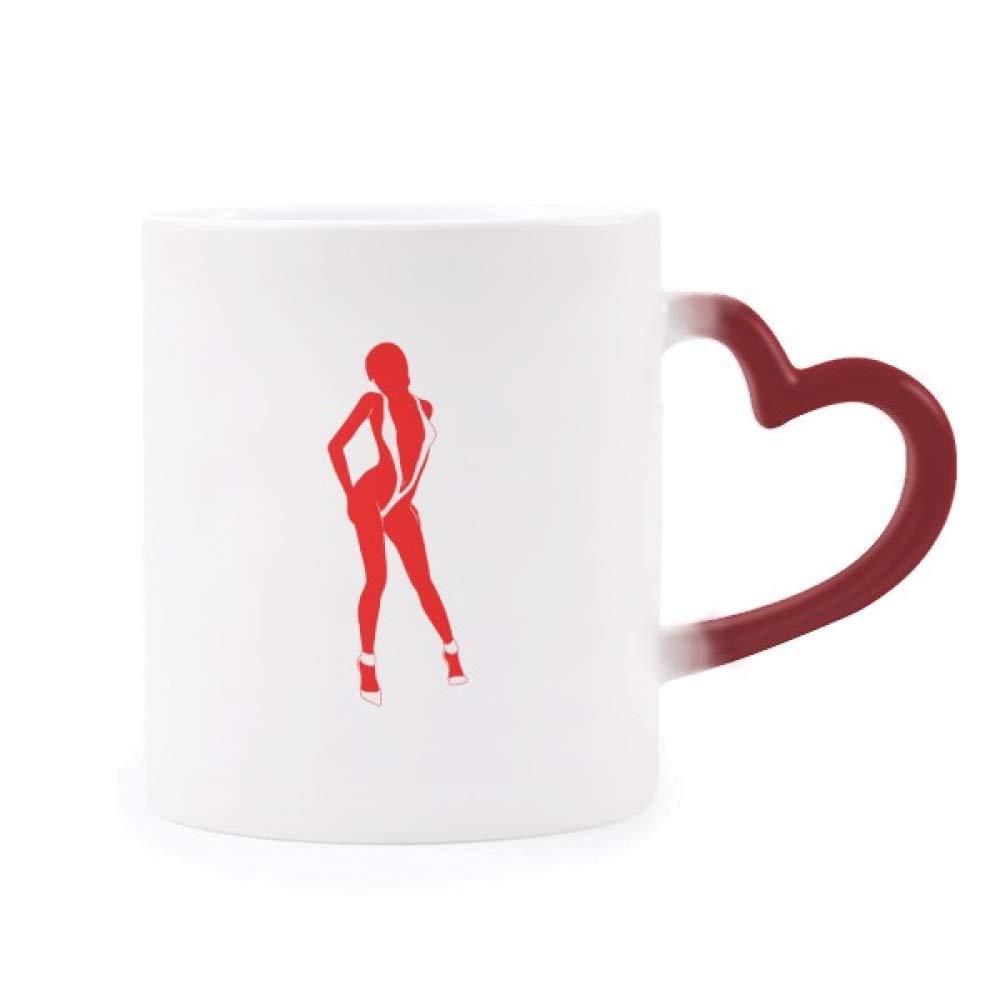 Taza sensible corazón rojo contra desayunos aburridos con diseño de bikini que cambia de calor