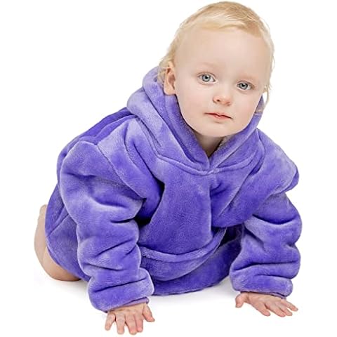 Snuggy Purple Oversized Hooded Blanket For Babies - 0 to 12 Months | Unisex Cosy, Fluffy & Warm Hoodie with Front Pocket Pouch | Wearable Blanket Gifts for a Newborn, Young Kid & Toddler |Boys & Girls Cover