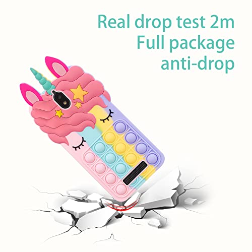Nancheng Case For Blu View 2 / B130Dl Phone, Cartoon Bubble Push Pop Fidget Toys With Strap Cute Funny Kawaii Stress Relief Silicone Shockproof Protective Cover For Blu View 2 - Rainbow #TOP3