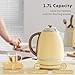 BUYDEEM K640 Stainless Steel Electric Tea Kettle with Auto Shut-Off and Boil Dry Protection, 1.7 Liter Cordless Hot Water Boiler with Swivel Base, 1440W, Mellow Yellow