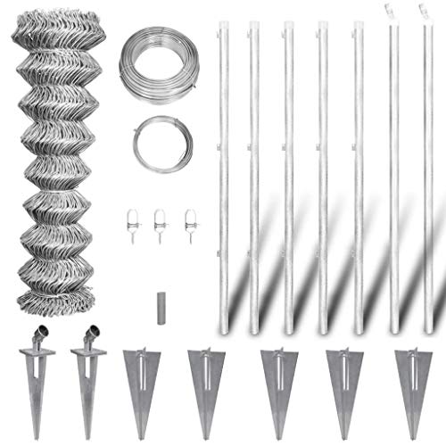 FZYHFA Galvanized Mesh Fence with Spikes for Poles 15 x 1.25 m Beautiful, Robust and Reliable Design Also Resistant Garden Fence External barriers