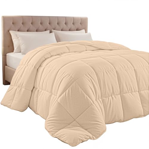 Utopia Bedding Comforter Duvet Insert, Quilted Comforter with Corner Tabs, Box Stitched Down Alternative Comforters Twin Size (Beige)