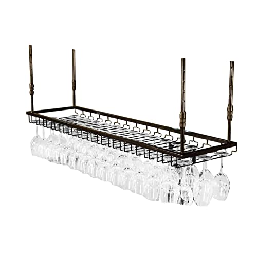 Étagère à vin industrielle au plafond noire de 120x35 cm pour verres - 4