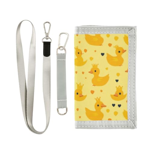 Wusikd Yellow Duck Kids Wallet for Boys Girls Crown Toddler Trifold Wallet Novelty Wallet for Teens Women Men
