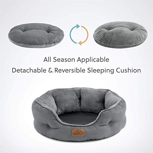 Bedsure Dog Beds for Small Dogs - Round Cat Beds for Indoor Cats, Washable Pet Bed for Puppy and Kitten with Slip-Resistant Bottom, 20 Inches, Grey - Image 6