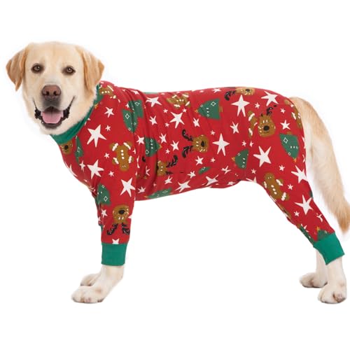 kzrfojy Dog Christmas Pajamas Dog Recovery Suit for Dogs After Surgery Female Male Medium Large Dog Neuter Spay Christmas Onesie for Shedding Prevent Licking Surgical Wound E-Collar Alternative