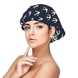 Utilisation pour dormir et nuit : conçu pour être porté la nuit pour couvrir les cheveux pendant que vous vous reposez, ajustez les bonnets de nuit à imprimé ancre blanche pour les besoins des femmes et soutenant une sensation plus calme et moins emmêlée le matin