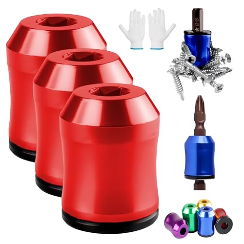 Screwdriver Head Magnetic Ring 2026 Upgraded Magnetizer Screw Removable Household Tool Magnetic Screw holder Universal Magnetizer for Hex Screwdrivers & Power Bits (3Pcs Red)