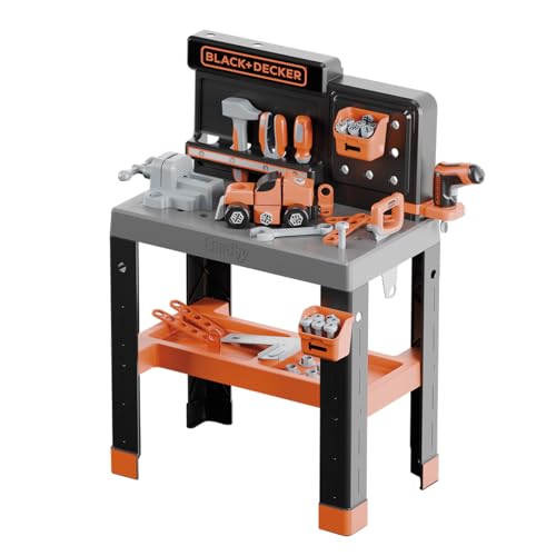 Smoby - Black+Decker - Etabli Bricolo Pro - Jouet d'Imitation - 75 Accessoires - 7 Outils - Construction de Véhicule - Zones de Rangement - Matière Recyclée...