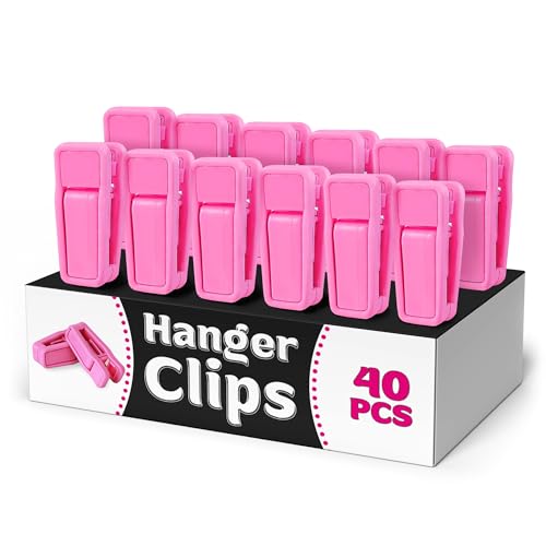 Image of 40 Pcs Plastic Hanger Clips – Up to 6mm/0.24" Pant Clips for Hangers, Strong Non-Slip Grip for Skirts, Pants, Underwear – Smooth Edges for Delicate Fabrics, Secure Hold, Keep Clothes Organized