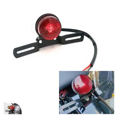 Luz de freno trasera para motocicleta con piloto rojo y soporte de matrícula universal de 12V 3