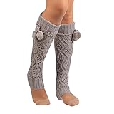 Socks Women, Liraly Winter Warm Knitted Socks Leg Warmers Boot Crochet Long (Gray)