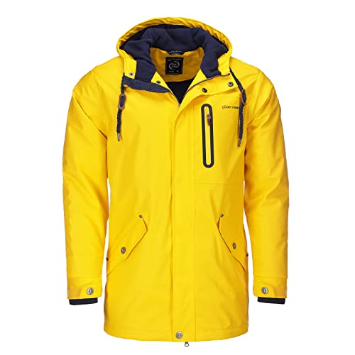 Dry Fashion Herren Regenjacke Bergen - Herrenjacke Regenmantel Männer Jacke Gefüttert Winddicht Wasserdicht in Gelb Größe L