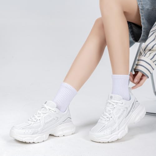 Image of BAASPLOA Women's Chunky Fashion Sneakers Casual Sports Shoes Mesh Breathable Athletic Gym Workout Tennis Shoe Platform Thick Walking Shoes