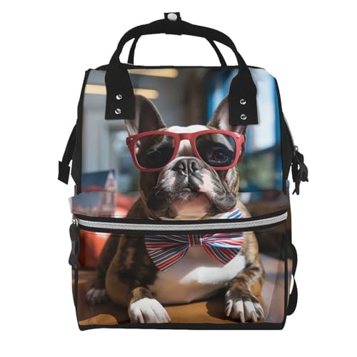 Sac à dos à langer bouledogue français pour sorties et balades