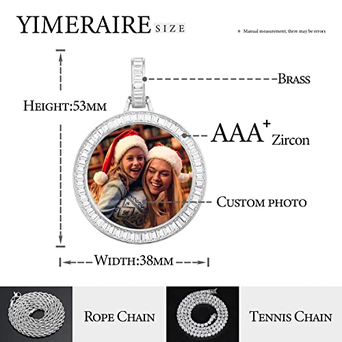 Yimeraire Blank Pendant Custom Picture Necklace Personalized Photo Necklace Keychain Customize Memory Medallion Necklace Iced Out With 24" Rope Chain Hip Hop Jewelry Diy Craft #TOP5