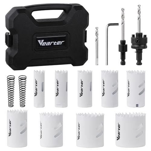 Vearter M42 Bi-Metal Hole Saw Sets 15PCS, 19-51mm Bimetal Holesaw Set Cobalt Hole Saws with Arbors for Wood, Sheet Metal, Copper, Plaster, PVC, Steel Plate, Drywall