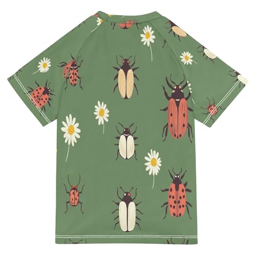 Boys Short Sleeve T-Shirts Insect Floral Daisy Rashguard Kids Swim Shirts Sun UPF 50+ Multicoloured2