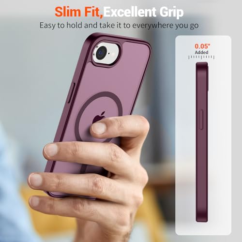 Image of SUPFINE Magnetic for iPhone 17e Case /iPhone 16e Case (Compatible with MagSafe)(Military Grade Drop Protection) Slim Translucent Matte Shockproof with Anti-Fingerprint Phone Case,Wine Red