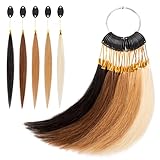 Noverlife 30PCS Pure Human Hair Swatches for Testing Color, 5 Colors 8' Blonde Hair Swatches with Gold Buckles, Natural Remy Human Hair Swatches Testing Color Ring for Salon Hairdressing