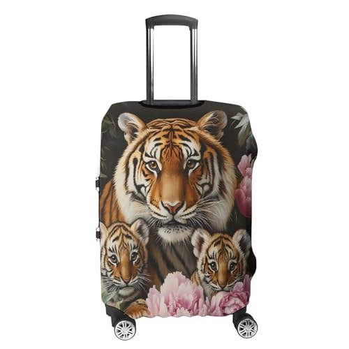 Tiger Mom with Flower Travel Luggage Cover Suitcase Protector Baggage Covers for Men Women S4