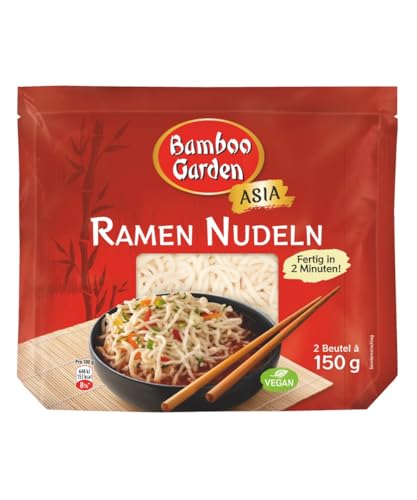 Bamboo Garden - Ramen Nudeln vorgekocht | Zubereitet in 2 Minuten | Vegan | 300 g im Beutel