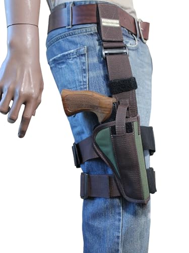 Barsony New Woodland Green Tactical Drop Leg Holster for S&W N-Frame Left - Barsony