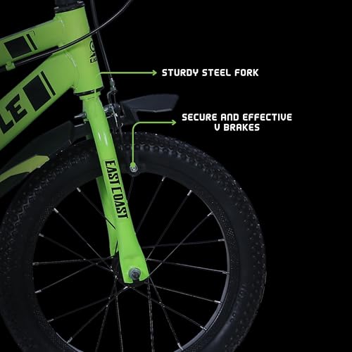 Image of EAST COAST Adorable 16T Cycle for Kids 4 to 8 Years- Dual Bicycle for Kids 95% Pre-Assembled (Apple Green), 17 Inches