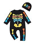 bakjuno Newborn Baby Boys Skeleton Halloween Skull Romper with Hat