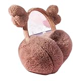 EWUROI Brown Warm Thicken Earmuffs Cute Cartoon Cold Protection Ear Muffs Fashion Plush Cover Girl Earflaps