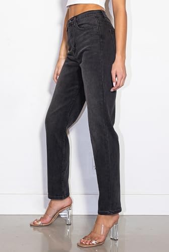 Vibrant Women’s Loose Mom Jeans – 90’s Vibe High Waisted Casual Rolled Hem Crop Stretch Denim Pants2