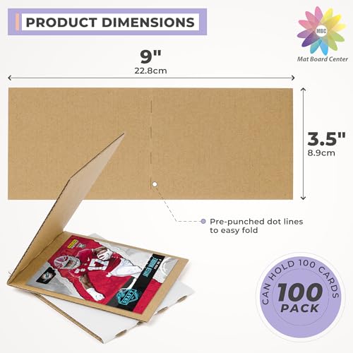 Image of Mat Board Center, 100 Sets 3x4.5 Graded Card Shipping Protector, Corrugated Packaging Pad, Folding Cardboard Sleeves for Trading Card Folders Mail Shipping Stiffeners, Cardboard Divider