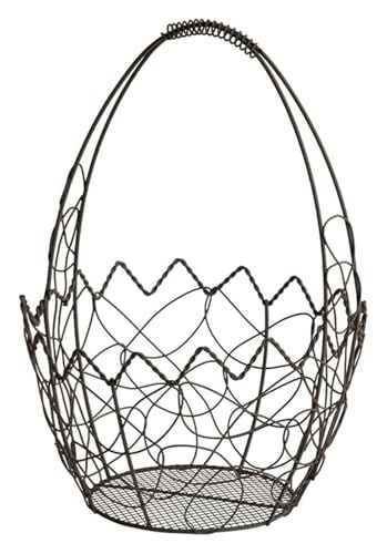 YTUK Wire Egg Basket For Gathering Fresh Eggs Collecting，Handmade Iron Egg Storage Basket, Refrigerator Countertop Holder Kitchen Storage Bin，Round Metal Egg Basket With Handles(Small) ﻿(Large)
