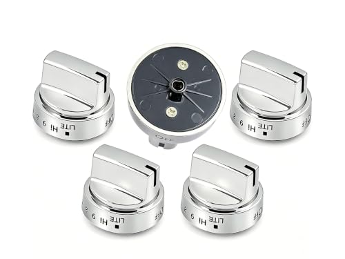 HZSRGG WB03X24818 Stainless Steel Knob Replacement for GE Gas Range Fit GE Stove Knobs WB03X24818 4363588 AP5989029 PS11729081 Gas Stove Knobs Replace LDG3016ST JGB700SEJ4SS JGB735SP1SS 5 Pack
