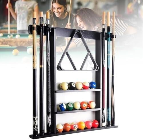 Support de queues de billard en métal et bois massif pour éviter les chutes de cannes
