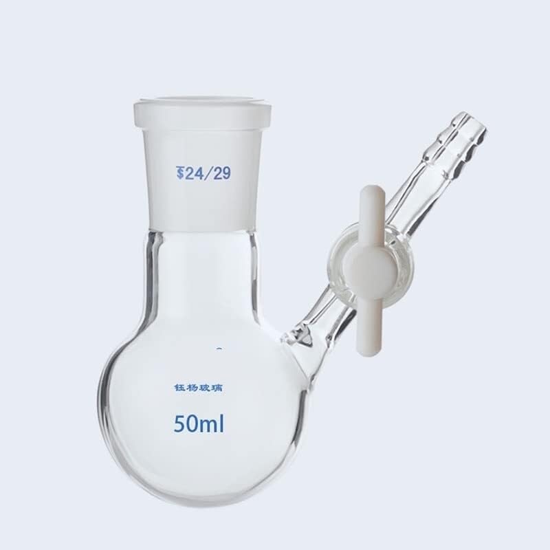 Szklana kolba laboratoryjna, 1 szt. 10 ml do 1000 reakcyjna ze szkła krzemianowego w kształcie kuli z tłokiem PTFE(50ml caliber24)