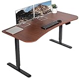 VIVO Electric Height Adjustable 63 x 32 inch Stand Up Desk, Complete Active Workstation with 3 Section Dark Walnut Table Top, Black Frame, Touch Screen Controller, DESK-KIT-2EBD