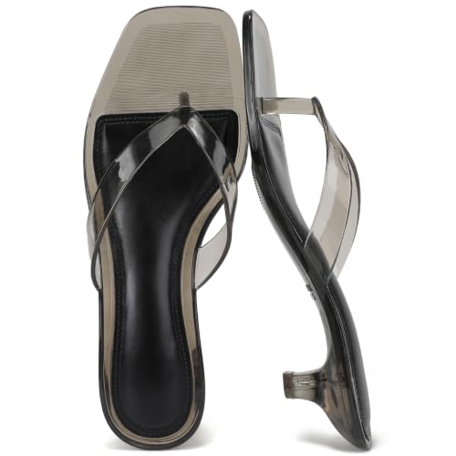 Bacia Jelly Thong Kitten Heel Sandals for Women Black Size 8 - image 9