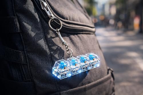 Image of Questsole Mechanical Keyboard Switch Keychain - Transparent Blue Tactile Switch Fidget Keychain, Clicky Typing Feel (MODEL-52)