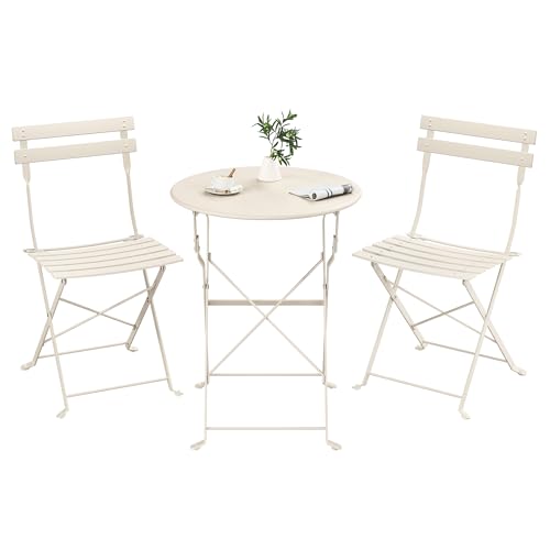 SONGMICS Table de Jardin Exterieur avec Chaises, Table de Bistro, 2 Chaises, 1 Table, Salon de Jardin Exterieur, Acier, Résistant aux Intempéries, pour Balcon,...