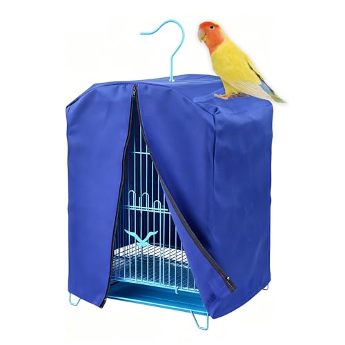 Wzttdm Bird Cage Cover for Night Bird Cage Cover Shield Black-Out Birdcage Cover Good Night Windproof Light-Proof Cage Accessories for Parakeets Lovebirds Parrot (Only Covers Blue)