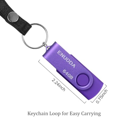 Image of 64GB Flash Drive ENUODA 1 Pack Thumb Drive 64GB USB 2.0 Memory Stick Jump Drive Pen Drive for File Storage and Data Transfer (Purple)